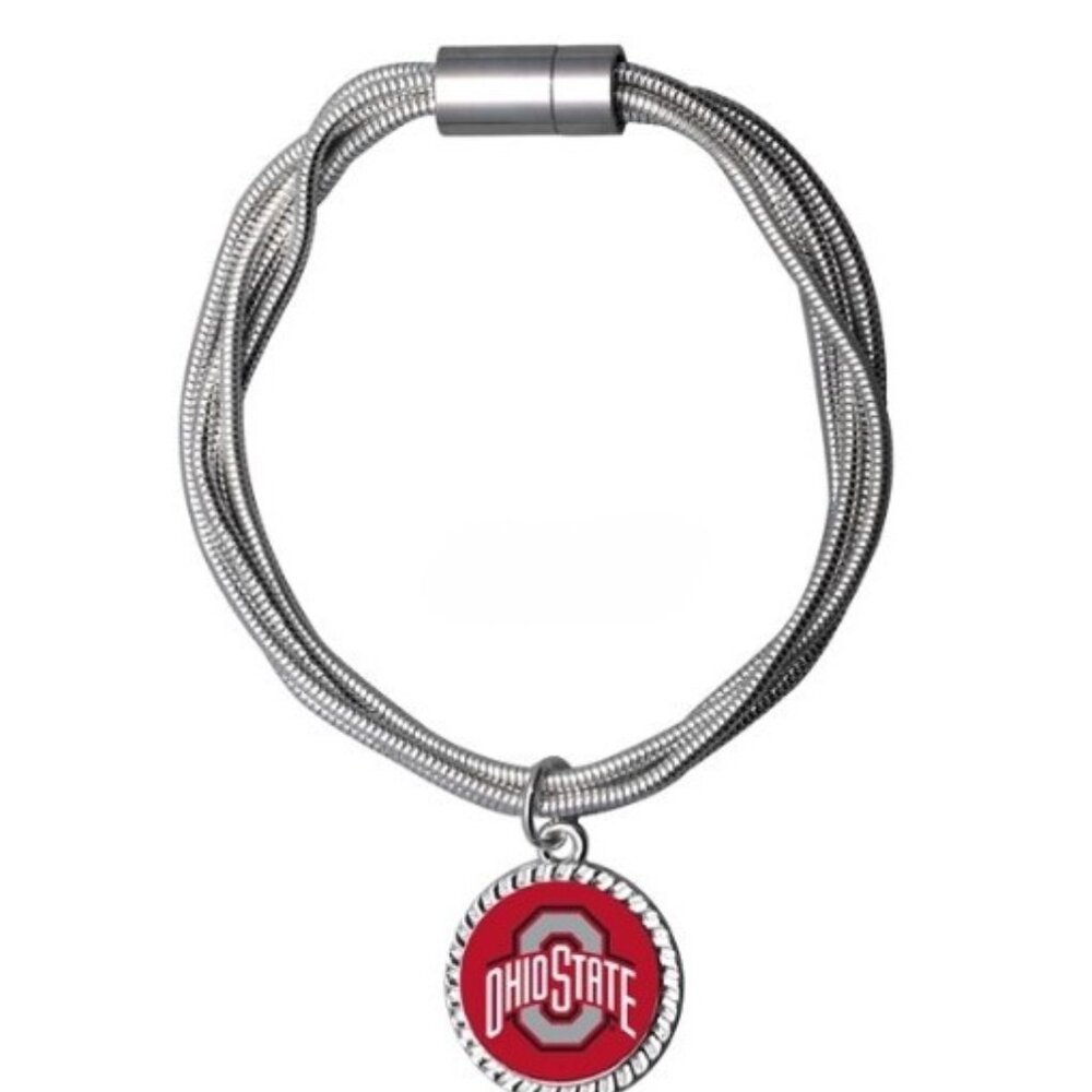 Ohio State University OSU BRACELET Buckeyes Charm Pendant Snake Chain